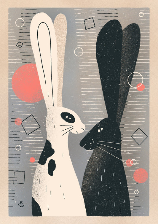 Black and white rabbit 
