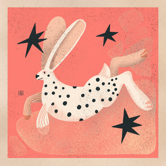 Black dotted white rabbit