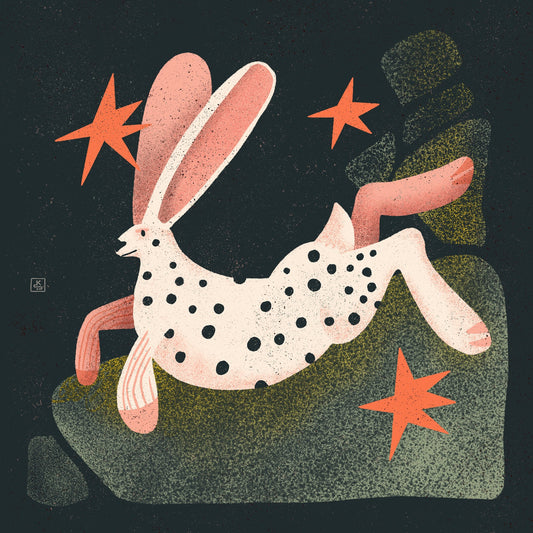 Black dotted white rabbit