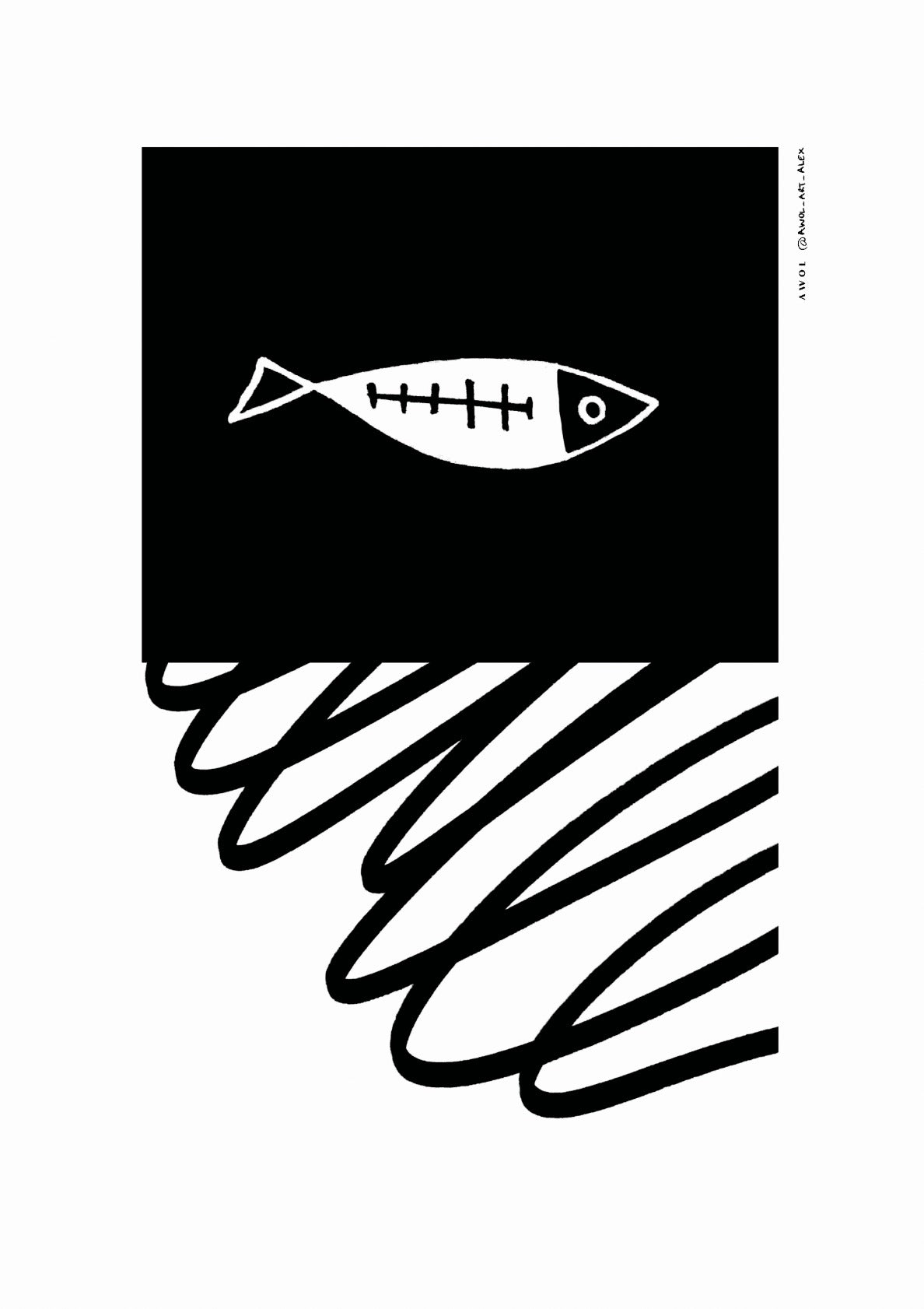 Minimalist Sardine Swimming Above The Current