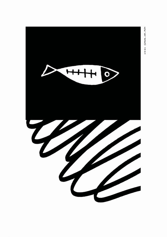 Minimalist Sardine Swimming Above The Current