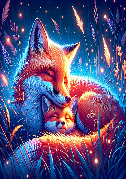 Mother fox family night