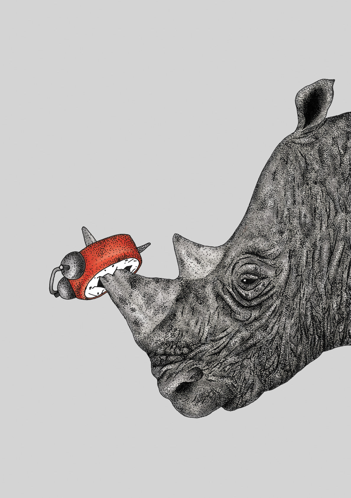 Alarmed Rhino