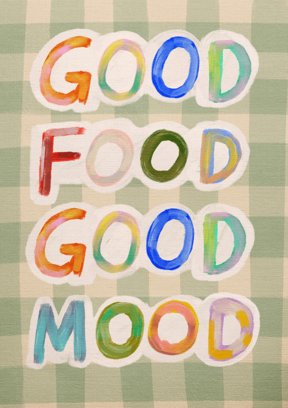 Good Food Good Mood Green Gingham