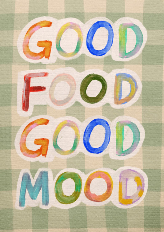 Good Food Good Mood Green Gingham