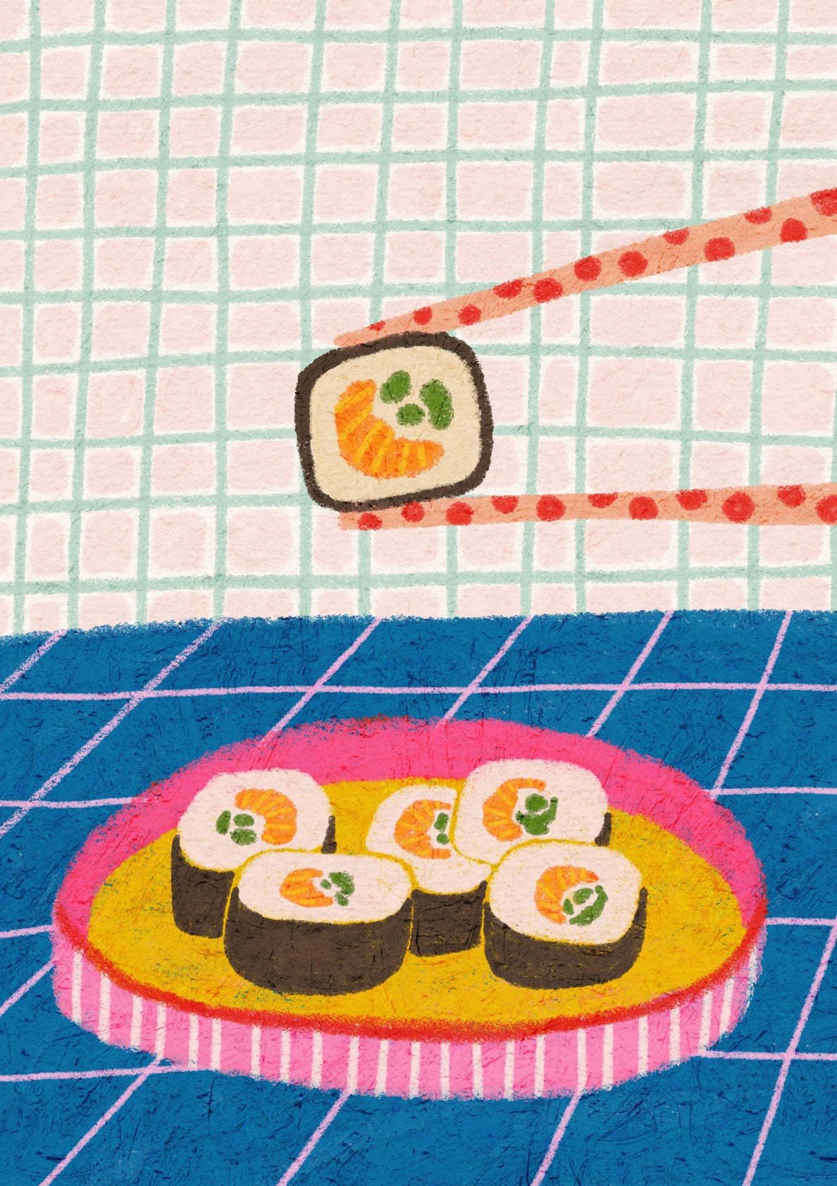 Vibrant Sushi on Plate