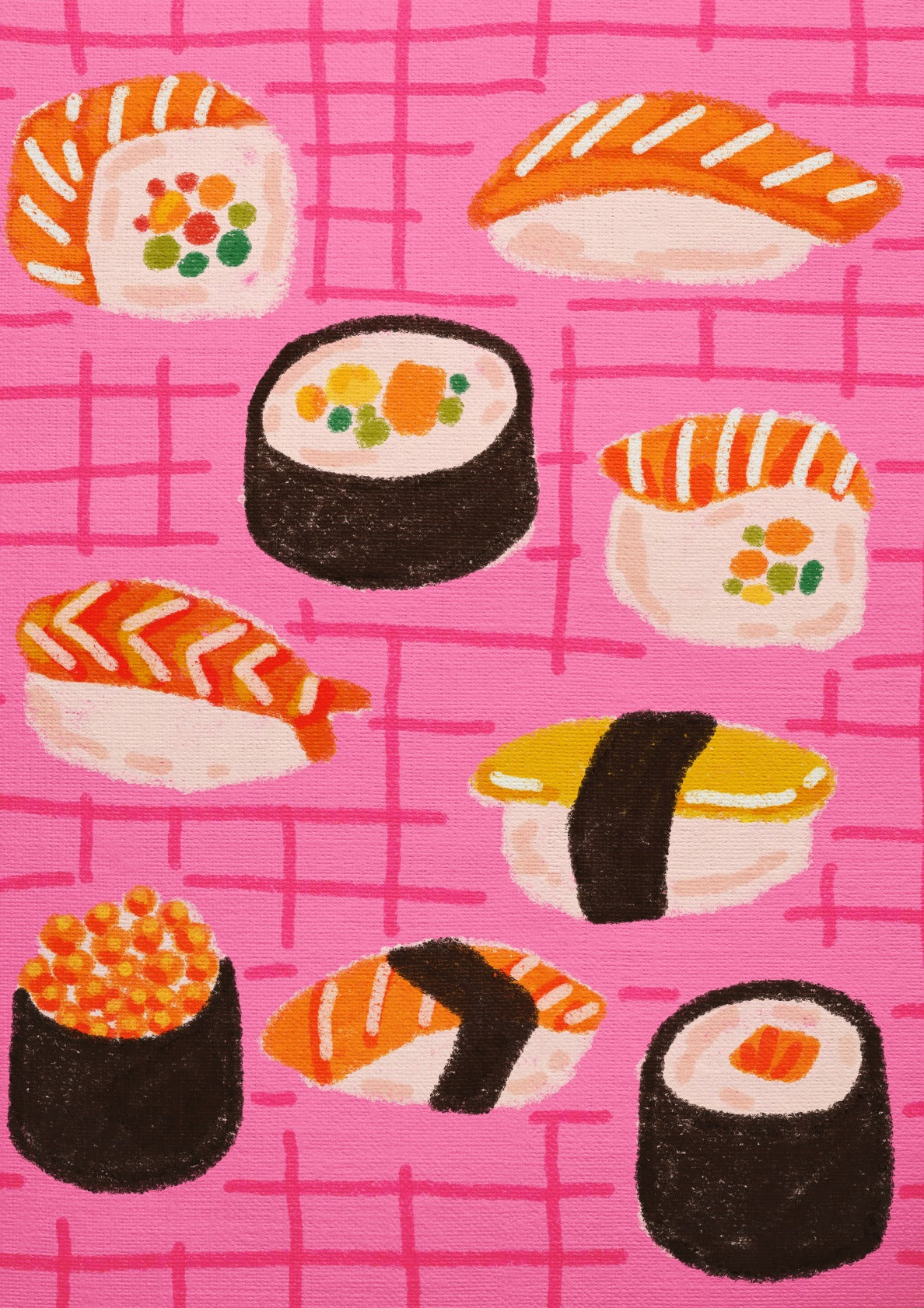 Minimalist Sushi Variants Pink Bold
