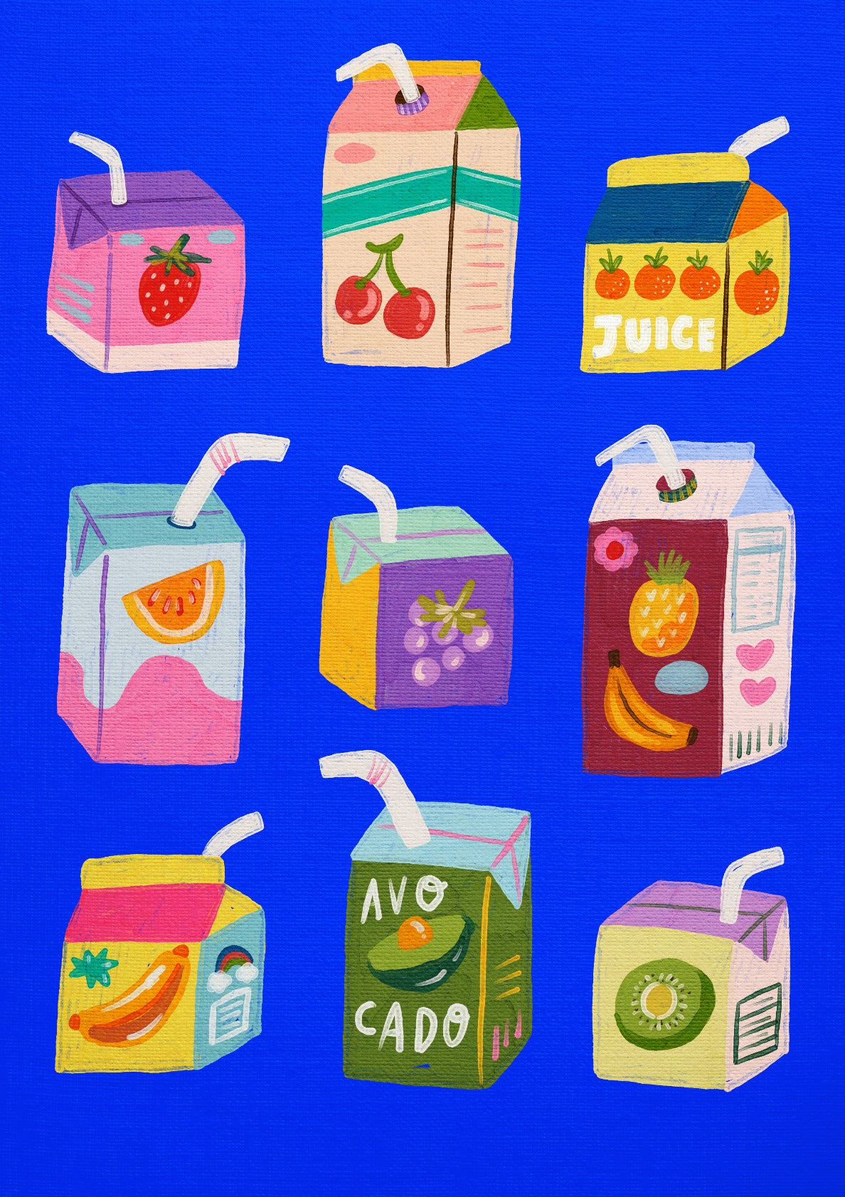 Colorful Juice Box Art Blue