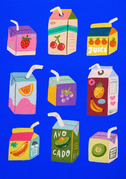 Colorful Juice Box Art Blue
