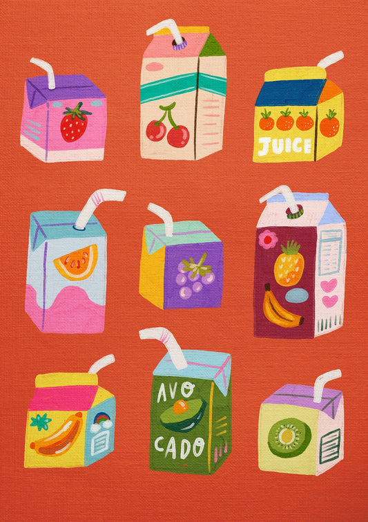 Colorful Juice Box Art Red