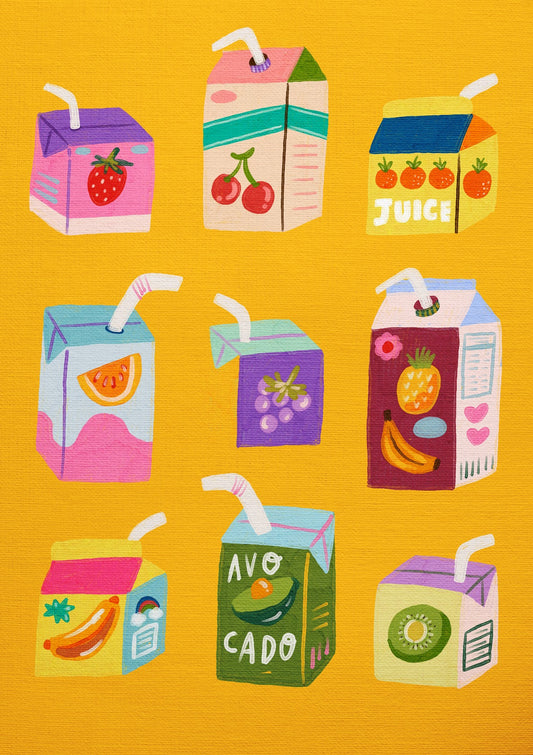 Colorful Juice Box Art Yellow