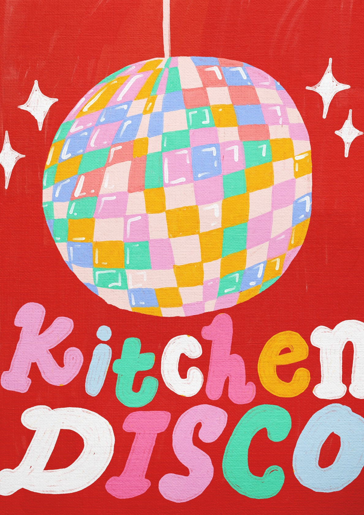 Kitchen Disco Art Red