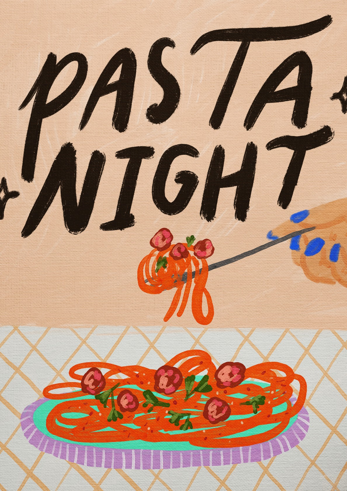 Pasta Night Artwork Beige