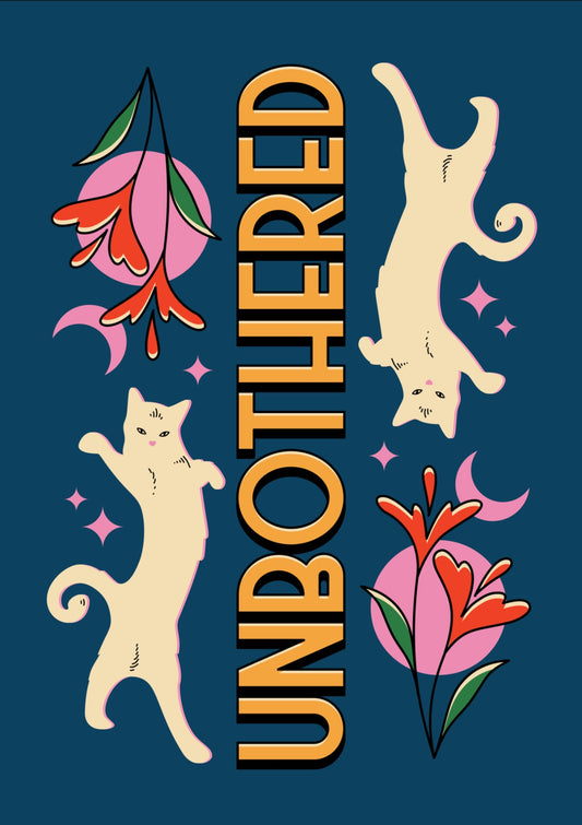 Unbothered White Cat in dark blue