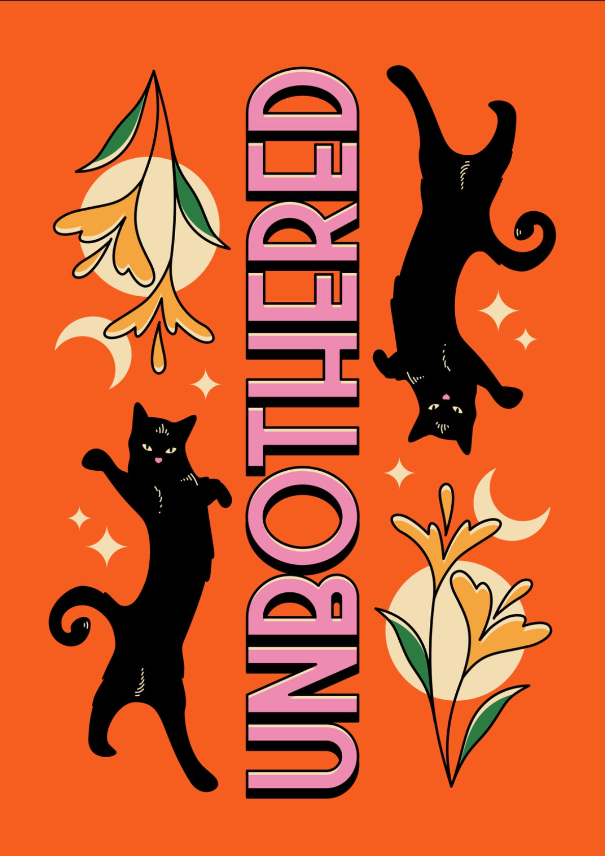 Unbothered Black Cat in orange