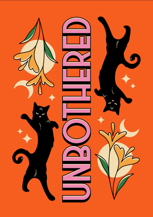 Unbothered Black Cat in orange