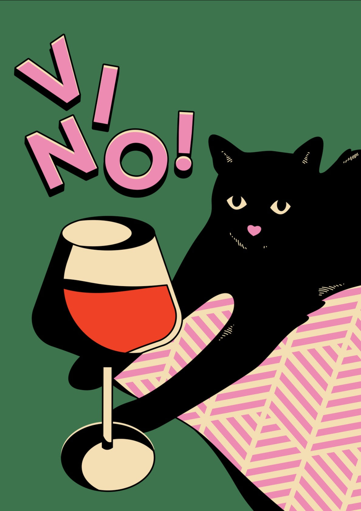 Vino! Black Cat in green