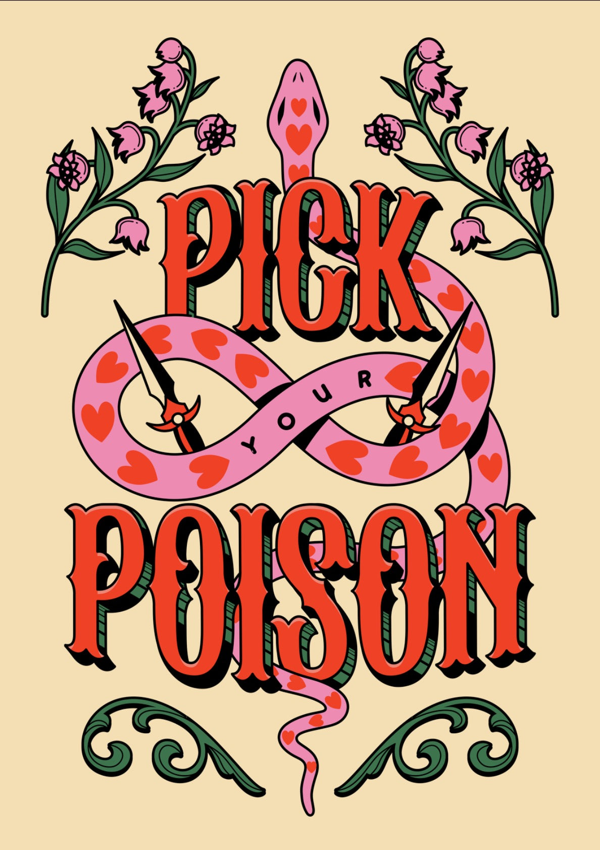 Pick Your Poison Bookish Print in beige