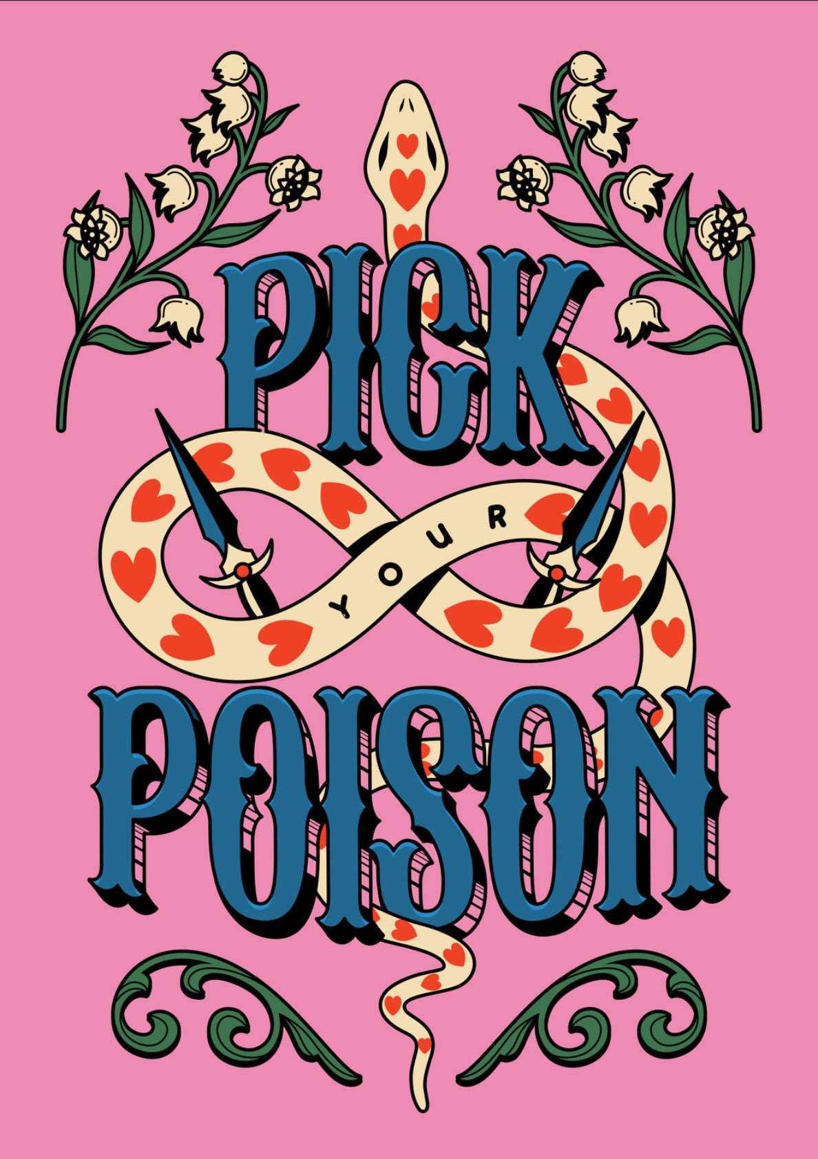 Pick Your Poison Bookish Print in pink