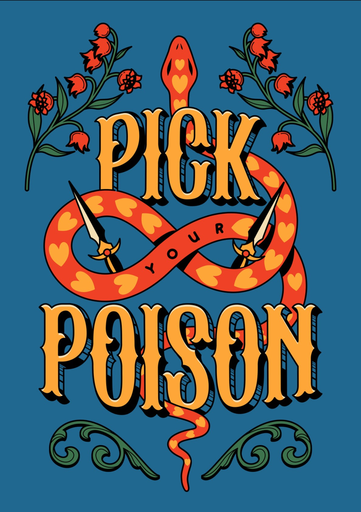 Pick Your Poison Bookish Print in blue