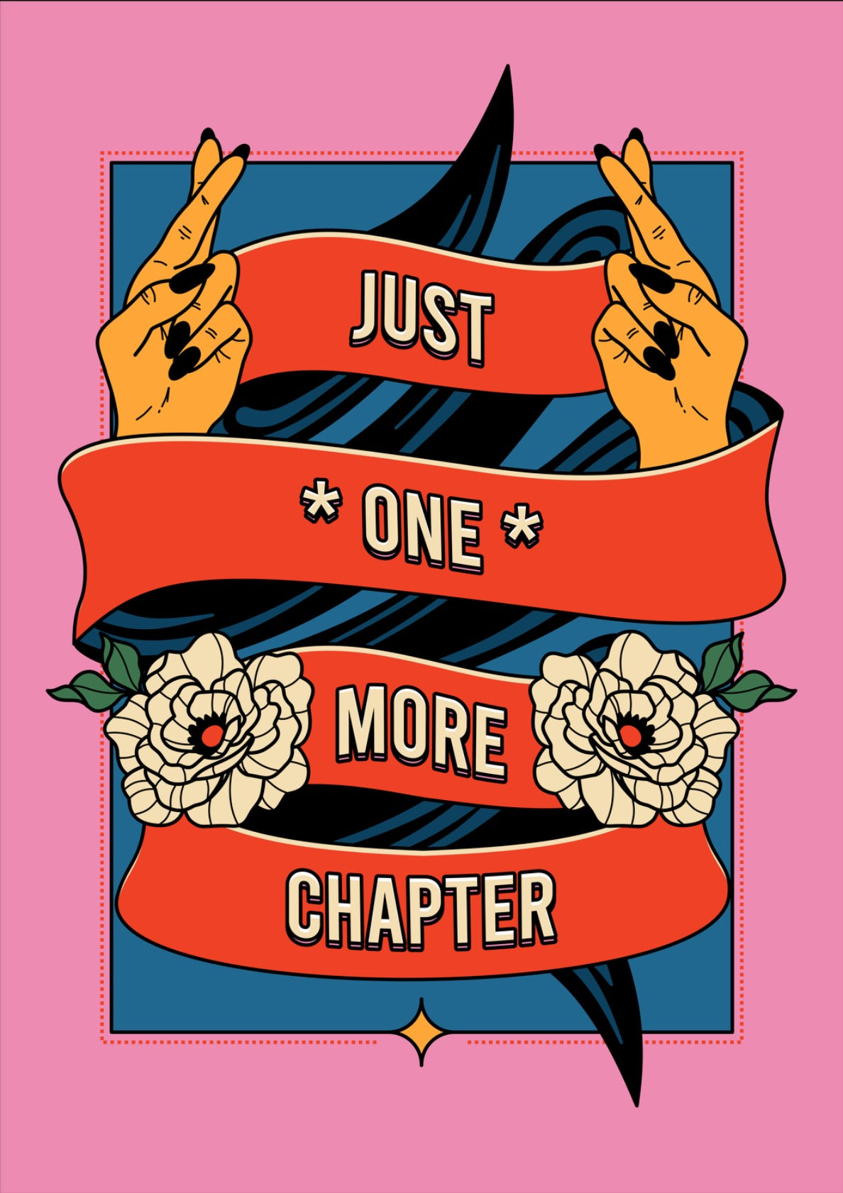 One More Chapter Bookish Print in pink