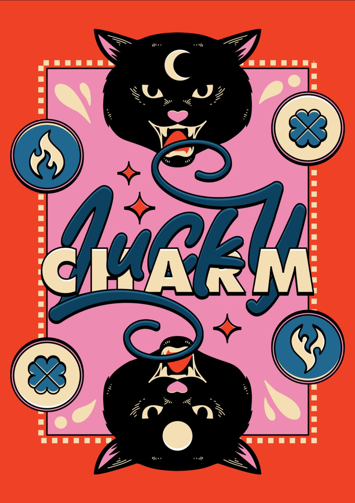 Lucky Charm Bookish Print in red