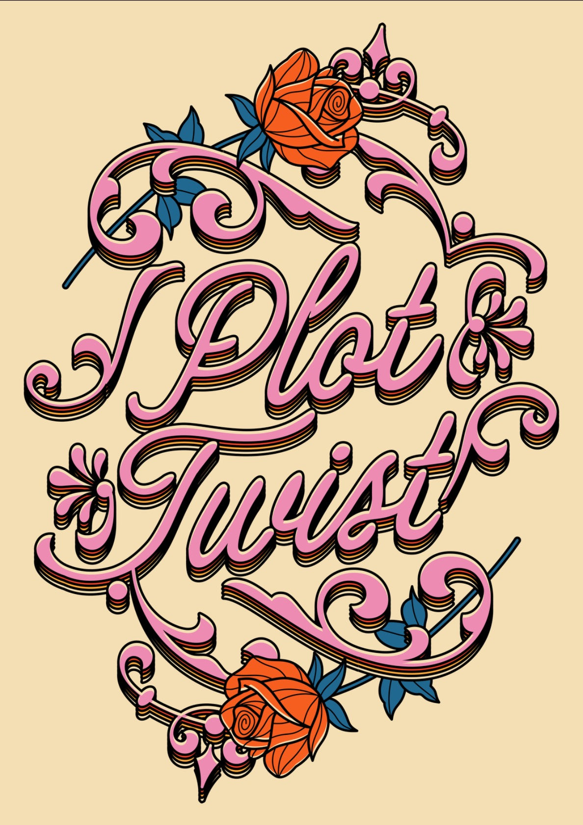 Plot Twist Bookish Print in beige