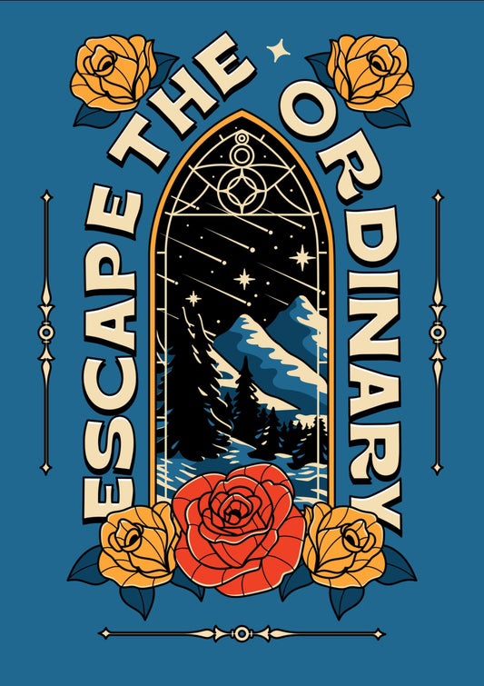 Escape the Ordinary Bookish Print in blue