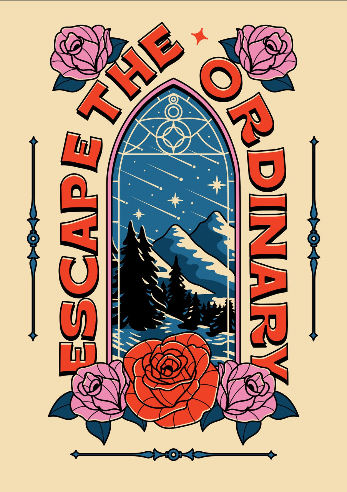 Escape the Ordinary Bookish Print in beige