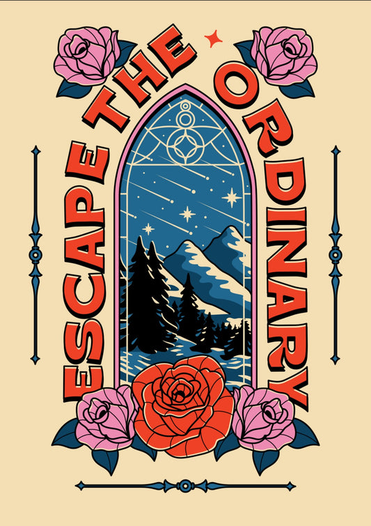 Escape the Ordinary Bookish Print in beige