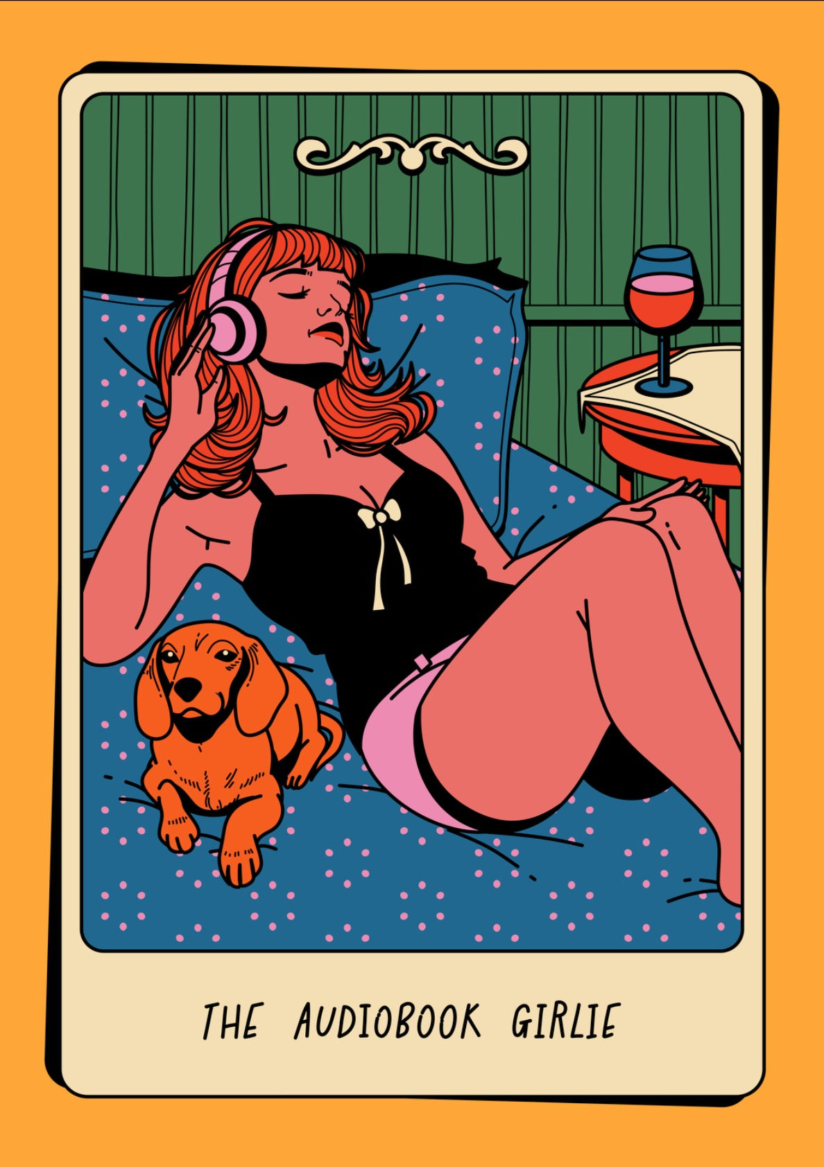 The Audiobook Girlie Bookish Print in yellow