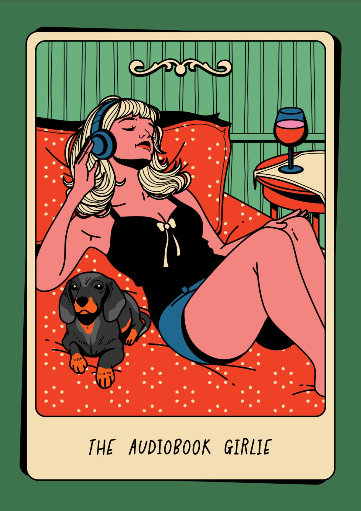 The Audiobook Girlie Bookish Print in green