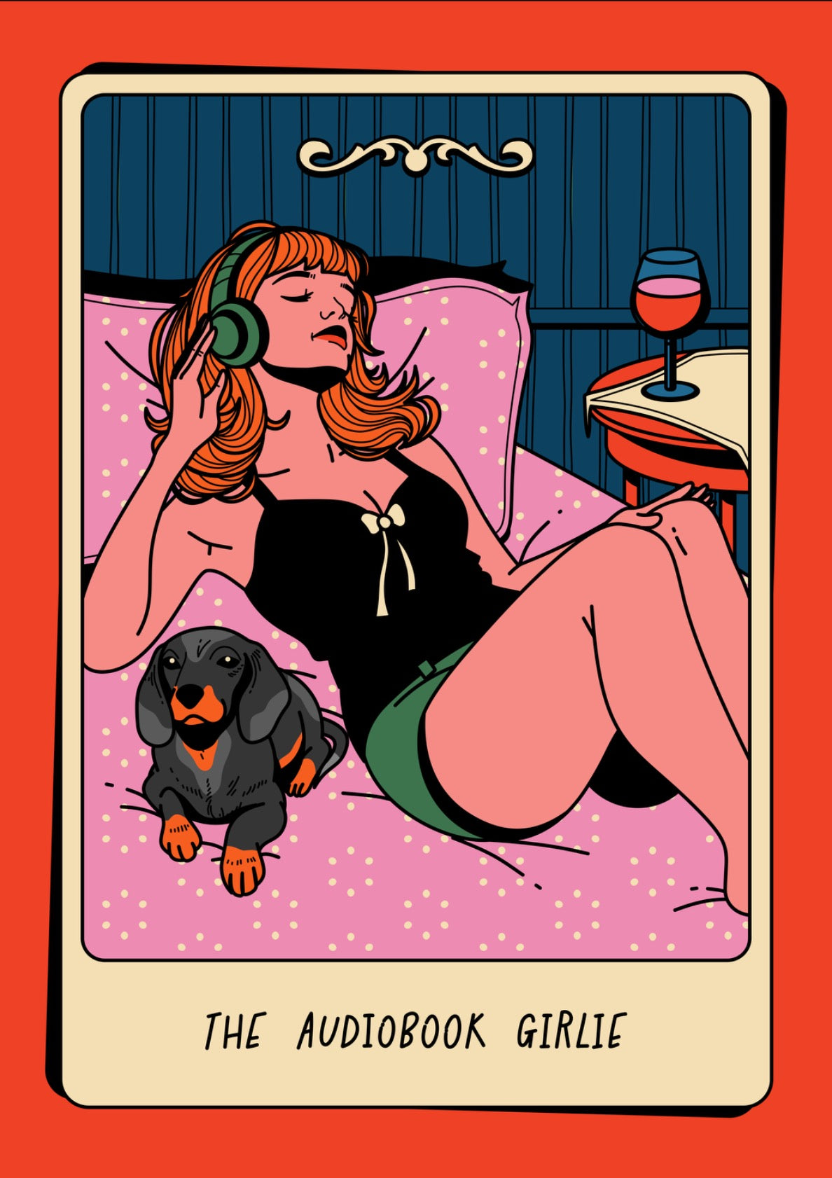 The Audiobook Girlie Bookish Print in red