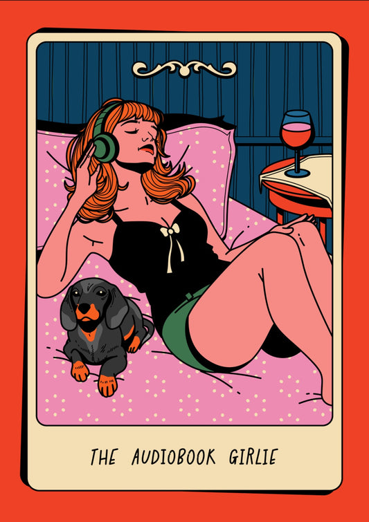 The Audiobook Girlie Bookish Print in red