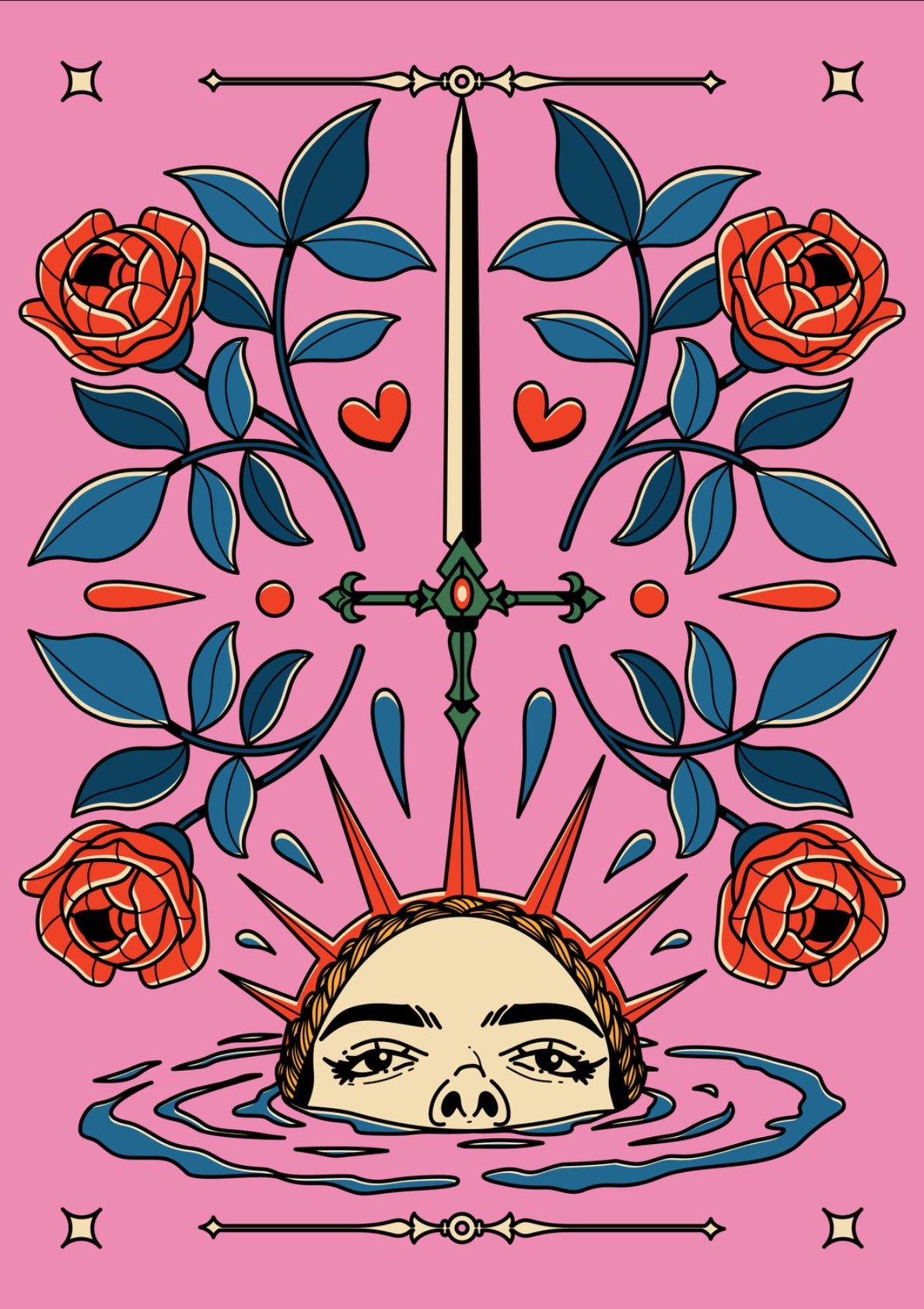 Infinite Bookish Print in pink