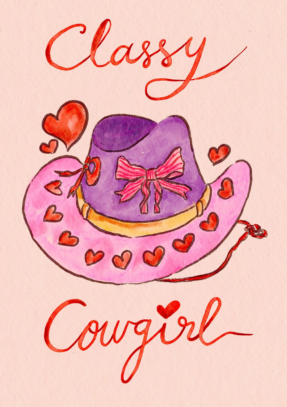 Classy Cowgirl Hat Watercolor Art Print