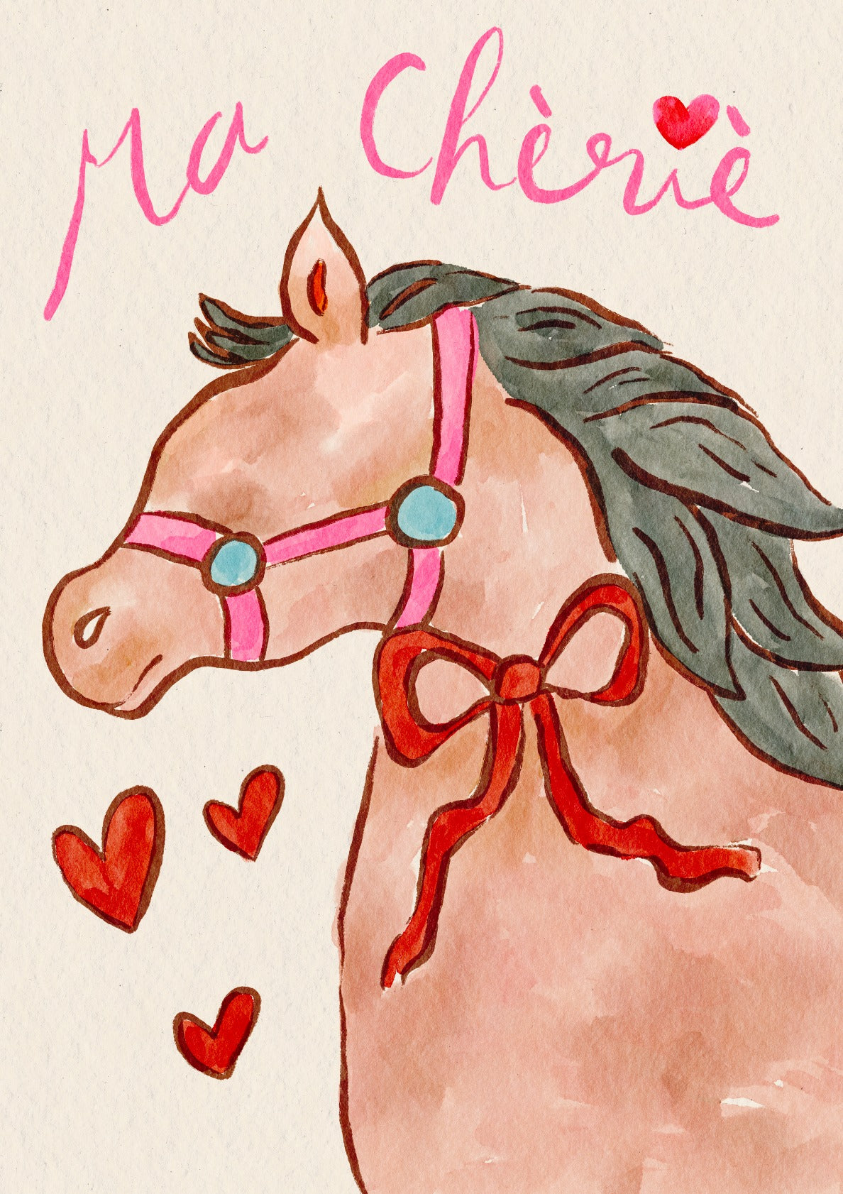 Ma Chérie Horse Watercolor Art