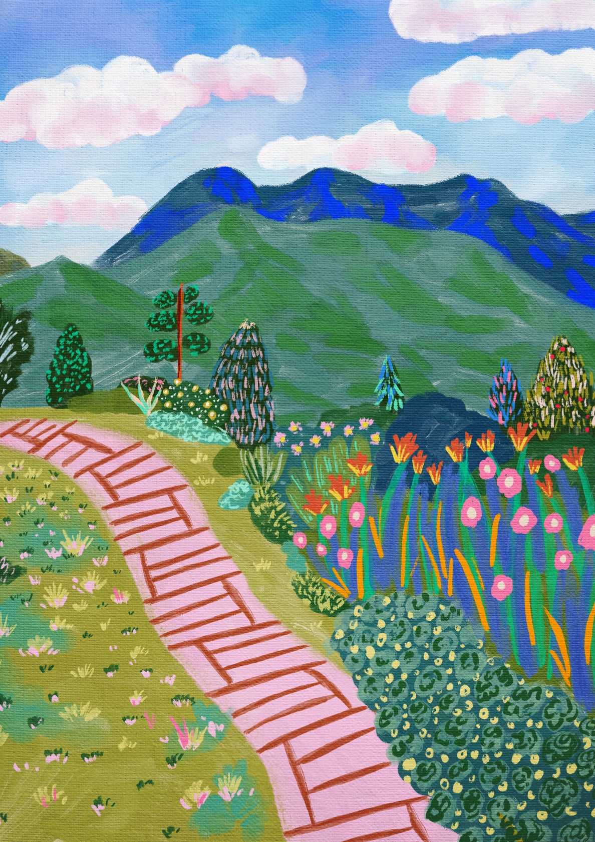 Colorful Mountain Path Landscape