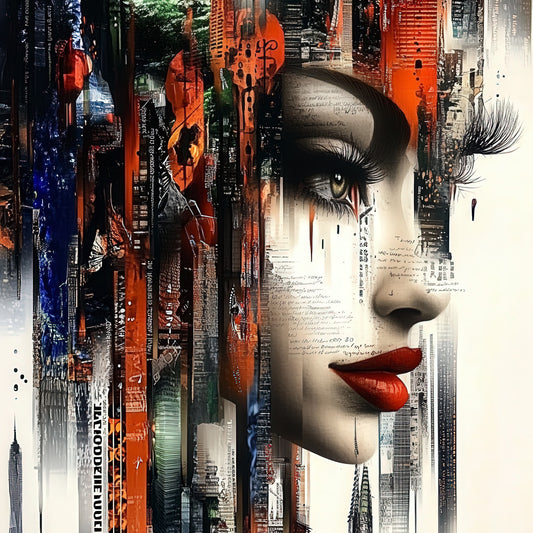 Surreal Urban Collage Art - Vintage Magazine-Inspired Masterpiece