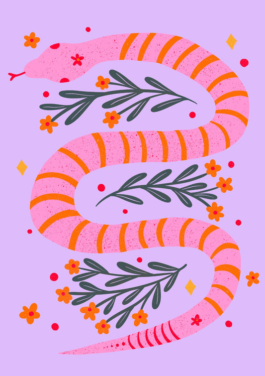 Modern snake - orange and pink