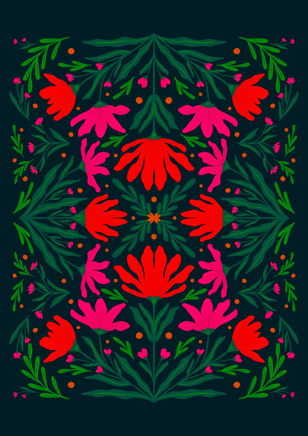 Bold floral illustration - red and green