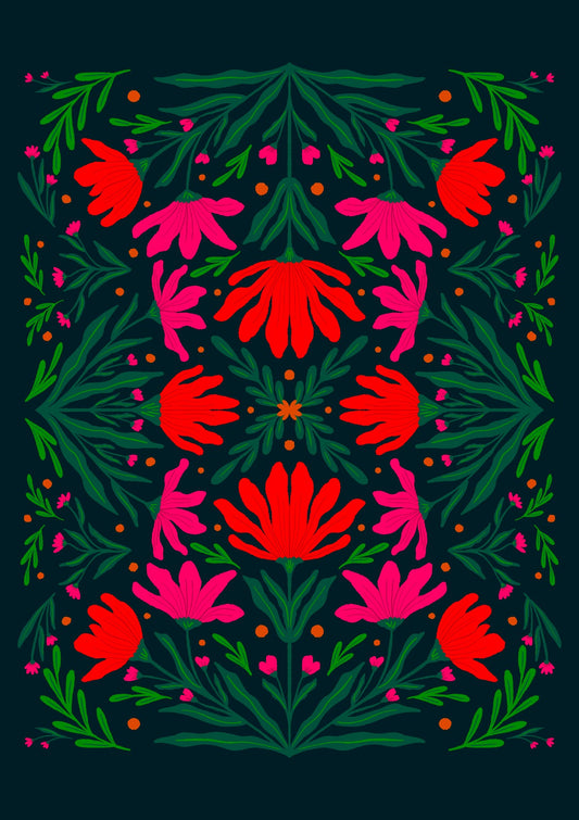 Bold floral illustration - red and green