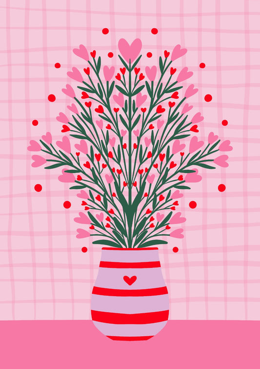 Hearts flower vase - pink