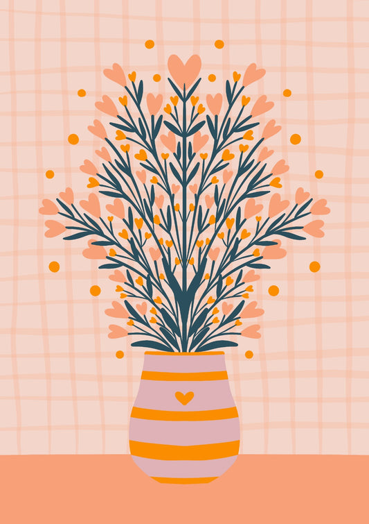 Heart flower vase - orange