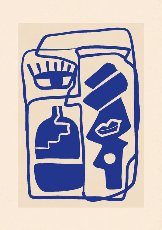 Modern Abstract Minimal Shapes 53 Cobalt Blue