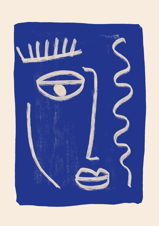 Abstract Face 23 Cobalt Blue