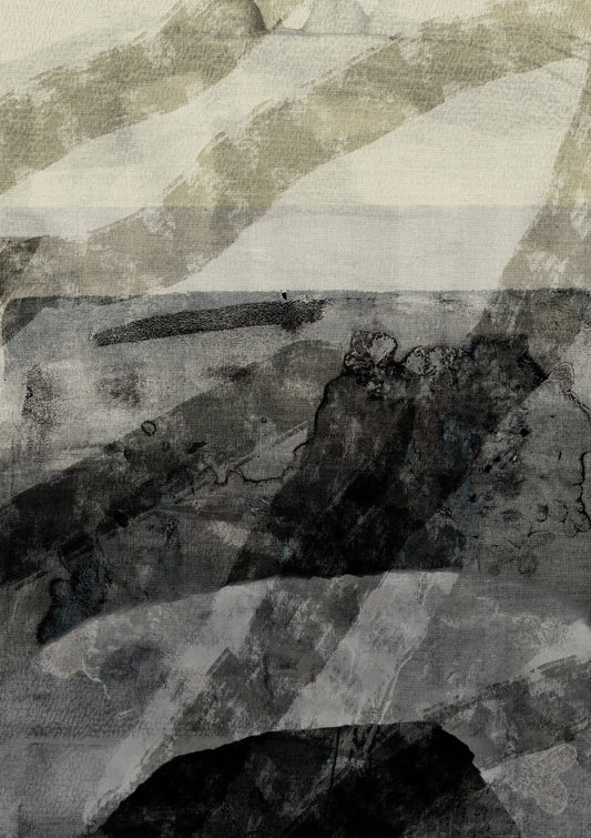 To the new horizons. Minimalist landscape in neutral colors. 