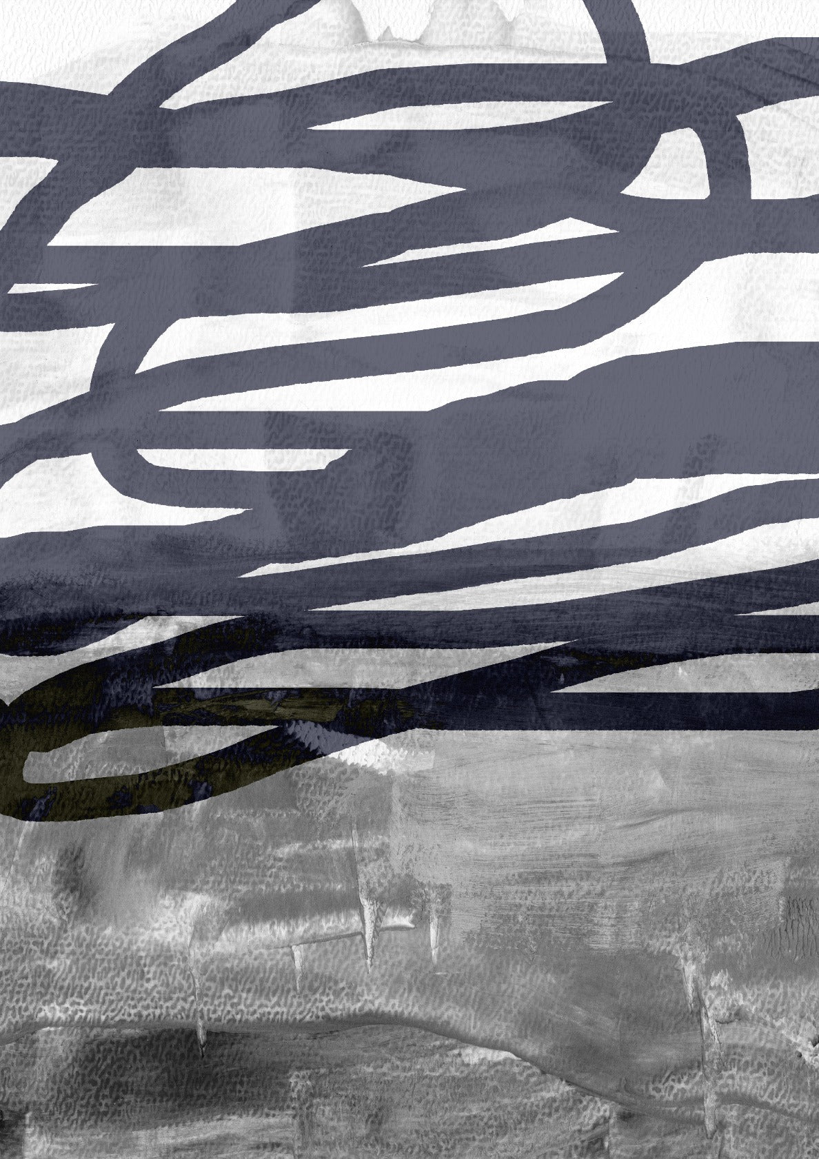 Neutral abstract minimalist landscape in black and white. 