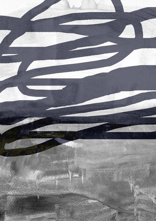 Neutral abstract minimalist landscape in black and white. 