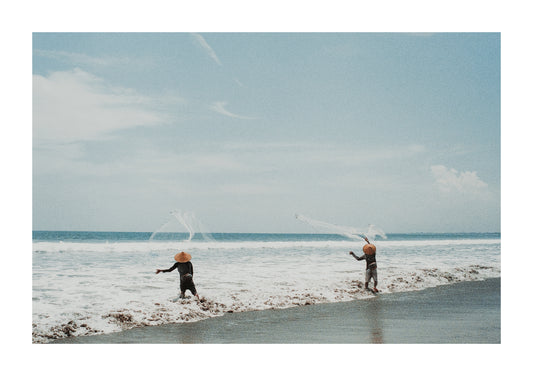 Fishing People at Kuta Beach Bali